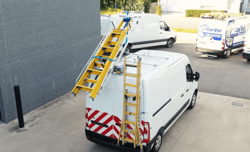 Bedrijfswageninrichting elektrisch ladder laadsysteem